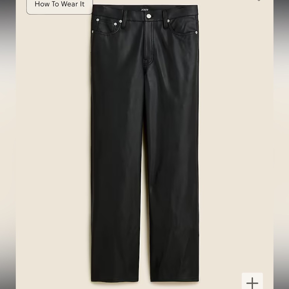 J.Crew Slim Wide-Leg Pant in Faux Leather - Picture 3 of 5